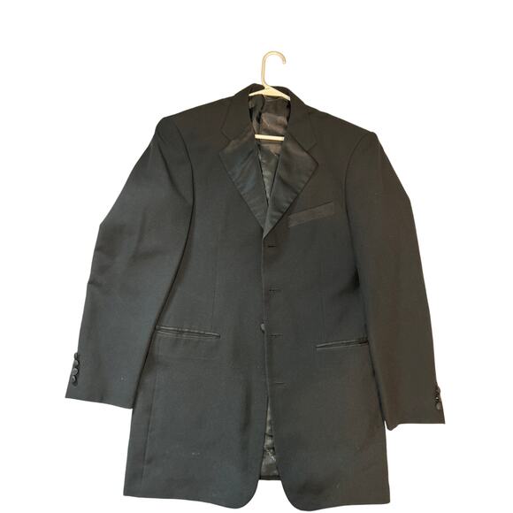 EUC Stacy Adams Men's Size 40 Tuxedo Jacket Black 100% Polyester 3 Buttons - Picture 1 of 4